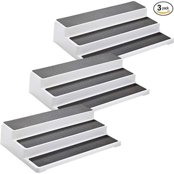 3 Tier Lazy Susan Spice Rack Non Skid Shelf Kitchen Pantry Cabinet Organizer - Picture 7 of 7